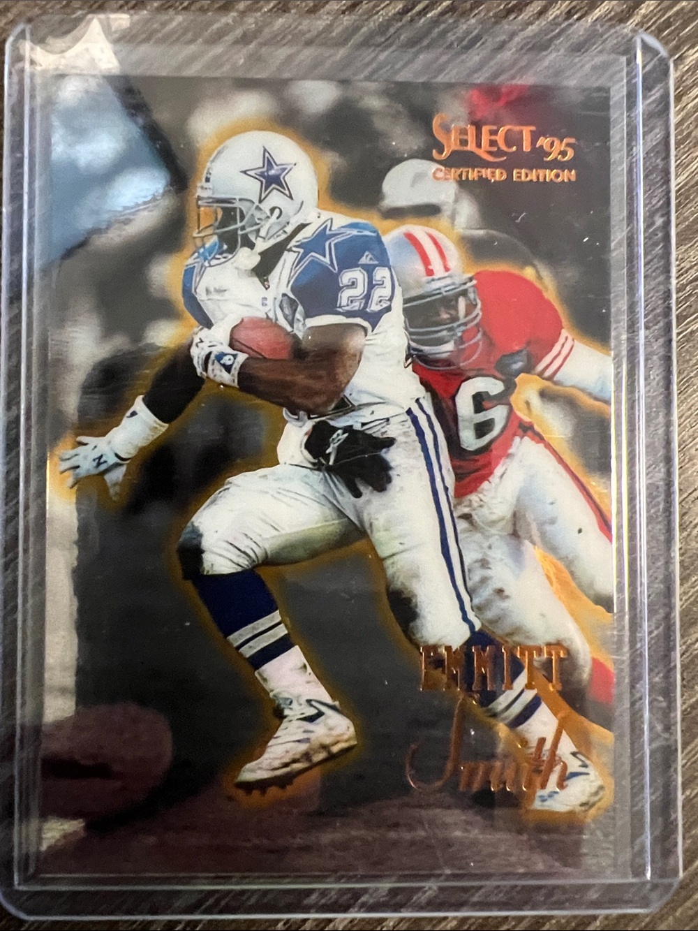 Select '95 Certified Edition Emmitt Smith Trading Card - White/Blue